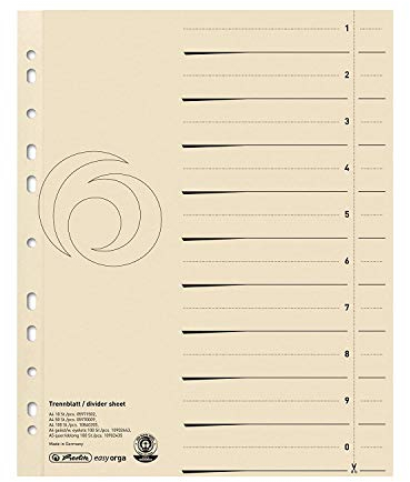 Herlitz 10840205 Trennblatt, Manilakarton, 180 g/qm, chamois (3x 100er Pack / A4)