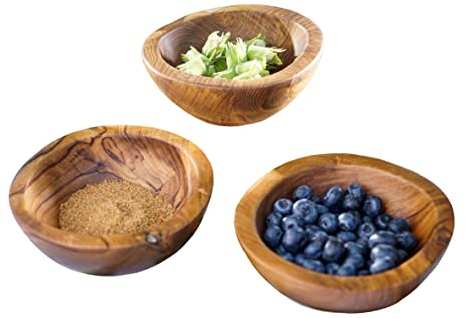 Windalf Kleine Snack Holzschale NUINA Ø 15 cm Nuss Schlüssel Obst Oliven Teakschale Handarbeit Wurzelholz