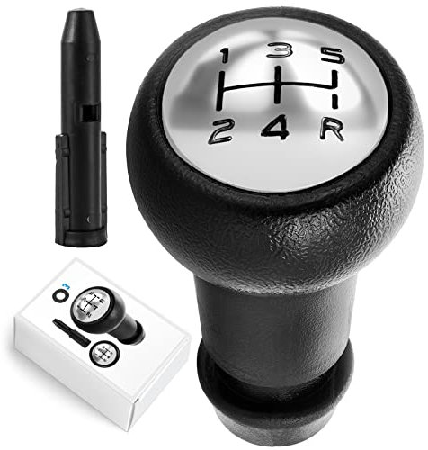 O³ Pomo Palanca de Cambios Universal Con Cono - 5 Velocidades - Palanca de Cambios Coche Con Adaptador - 106,205,206,306,406,107,207,307,407,807,301,308,2008,3008,5008,605,807, Saxo,C2, C3, C4