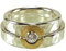 Eheringe aus Sterlingsilber mit Zirkonia, Gelbgold 14 Karat, Partnerringe, eismatt, gehämmert