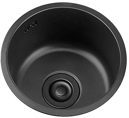 Lavandino Rotondo Nero Piscina per Ristrutturazione Cucina Lavandino Singolo Rotondo Lavandino Tondo Lavandino Tondo per Bagno Lavaggio di Verdure E Piscina per Piatti Vasca Singola (42cm, Nero)