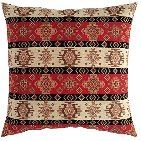 pillowerus Große Kissenbezüge, rot und cremefarben, Kelim – 55.9x55.9 cm, dekorative Kissen, Boho-Raumdekoration für Couch, böhmischer quadratischer Fall für Bauernhaus, für Sofa, Terrasse