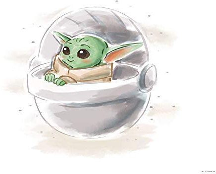 Komar 70 x 50 cm Star Wars Mandalorian The Child Sweet Color | Baby Yoda, Dekoration, Wandbild, Poster, Kunstdruck | Größe Rahmen | WB-SW-012-70x50, Bunt
