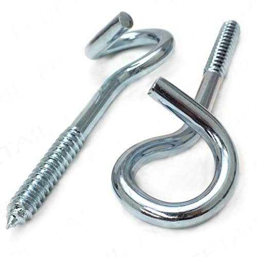 2X Pigtail Screw in Hooks - Heavy Duty Steel Spiral Hammock Loop Hangers