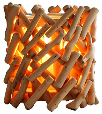 Zen’Arôme Brûleur Cire Parfumée Calorya n° 7 - Brûle Parfum Électrique pour Fondant Parfumé - Lampe à Parfum en Bois Flotté Naturel avec Variateur - Éclairage d’Ambiance – Idée Cadeau Originale