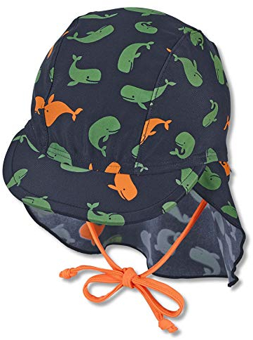 Sterntaler Baby - Jungen Schirmmütze Mit Nackenschutz Wale Sonnenhut, Marine, 47 EU