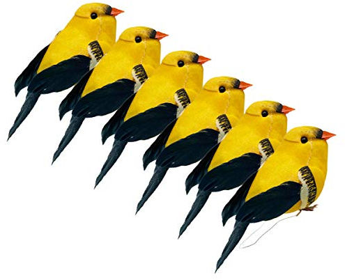 lwingflyer Oriole d'oiseaux Jaunes Artificiels de 3.4 po de Long pour Les Projets d'Artisanat Ornements d'Arbres de Noël Présentoirs Saisonniers (à Clipser/Griffe avec Fil de Fer) (Claw)