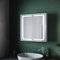 SUNXURY Badezimmer Spiegelschrank mit Beleuchtung 65x65cm mit Touchschalter LED Steckdose Beschlagfrei 3 Farbtemperaturen Hängend Aluminium Bathroom Mirror Cabinet