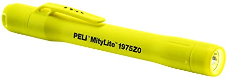 PELI MityLite 1975Z0: LED-Stiftlampe, Premium-Taschenlampe, ATEX-zertifiziert für Zone 0, hohe Qualität für Industrie, Handwerker, Feuerwehr, IPX4 wasserfest, 117 Lumen, Farbe: Gelb