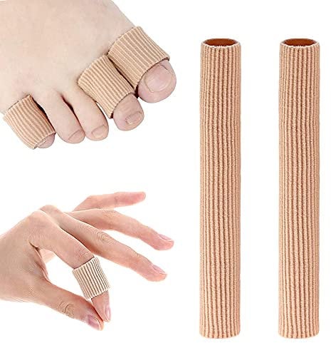 Silicone Toe Sleeves Tube Cuttable, 2 Pack Soft Gel Toe Protect Cushion for Corns, Calluses, Bunion Treatment (for Small Toes-1.5cm)