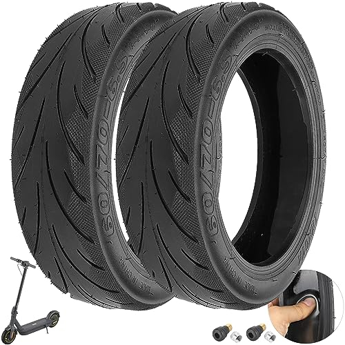 VOLOHAS 60/70-6.5 Tubeless Reifen mit Ventil für Segway Ninebot Max G30 Vorne/Hinten Scooter 10 Zoll Ersatzräder Hochelastische Ersatz Reifen mit Live-Kleber Reparierbar Pannensicher (2 PCS)