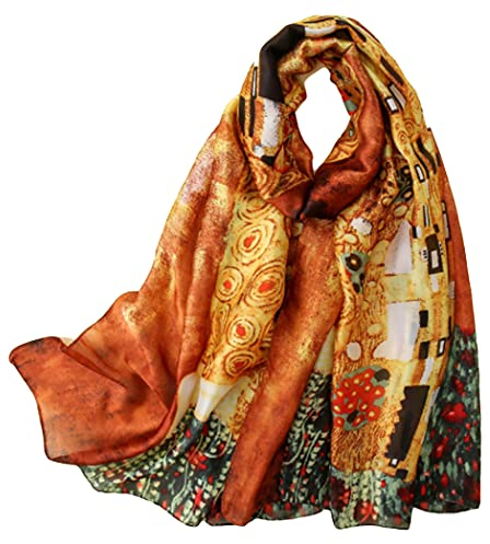 GFM® Seidenmischung Malkunst basierter Schal (VSLK-Klimt The Kiss)