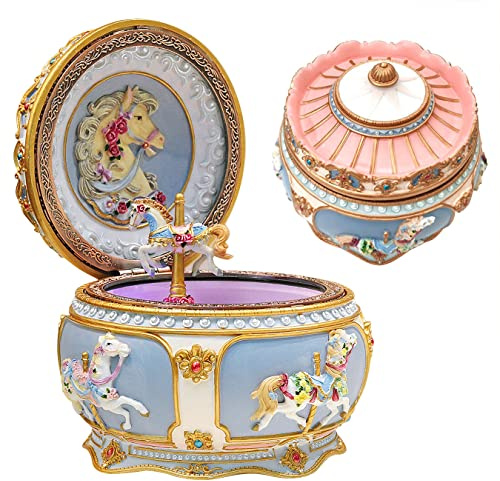Singeek You are My Sunshine Music Box Carousel Horses Unicorn Musical Box with Sankyo 18-Note Wind Up for Kids Girls Christmas Birthday Gifts