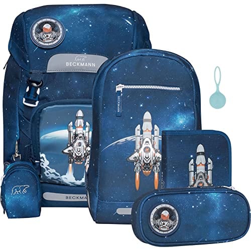 Beckmann, Schulrucksack-Set Classic Space Mission, 6-teilig, Grundschule, ergonomisch, inkl. Regenüberzug, 22L