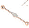 14G Industrial Barbell Chirurgenstahl Industrial Piercing Schmuck Roségold Industrial Barbell 38 mm langer Gerüststab Industrial Bar mit Blume CZ gepflasterter Knorpelohrring Helix-Ohrringe