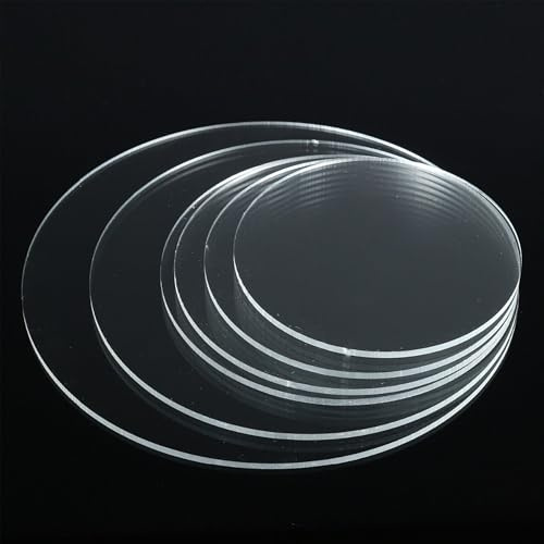 AtHaus® Plaque en verre acrylique transparente | Découpe ronde – Ø 400 mm | Épaisseur 10 mm | Disque sur mesure | Protection UV | Film double face | Résistant aux chocs