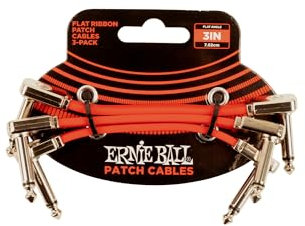 Ernie Ball - Cable de conexión plano para pedales, 7,6 cm, 3 unidades, color rojo