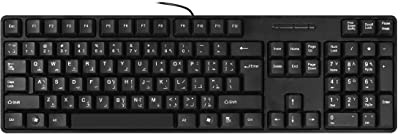 MCSaite Wired Arabic/English Computer Keyboard, Full-Size Keyboard, 104-keys, USB Plug-and-Play, Foldable Stands, Compatible with PC, Laptop