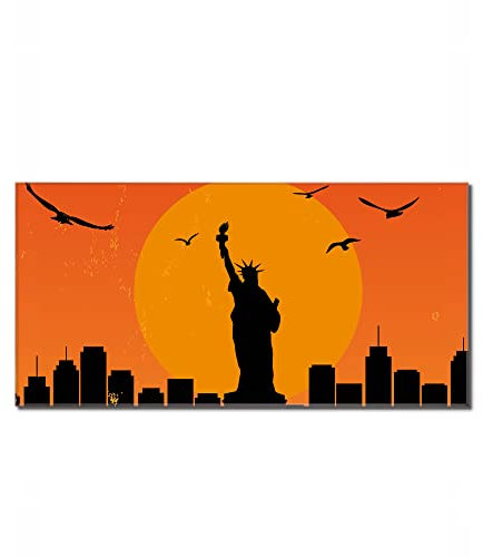 banjado Glas Magnettafel 120x60cm / Magnetwand Glas/Magnetpinnwand als Memoboard Glas/Pinnwand Magnettafel Küche, Büro, Kinderzimmer inkl. 4 Magnete & Montageset - City Poster New York