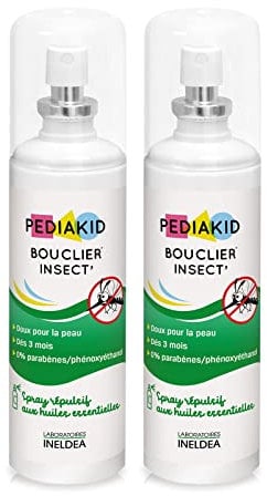 PEDIAKID - Bouclier Insect'- Spray Répulsif aux Huiles Essentielles - Contre les moustiques, tiques et guêpes - Dès 3 mois - Lot de 3 Flacons 100ml