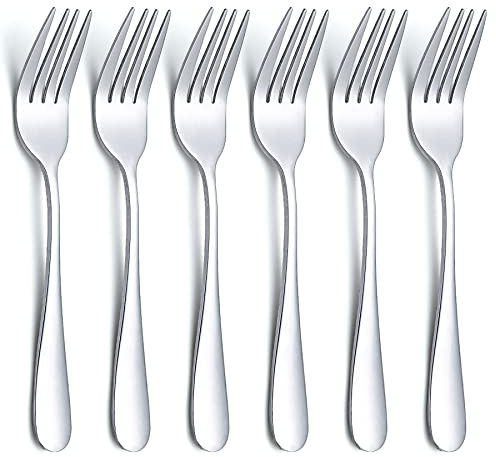 Evanda 14cm Fourchettes à dessert 6 pièces, Set de fourchettes à pâtisserie en acier inoxydable, Fourchettes à fruits, Mini fourchettes à gâteaux, Fourchettes à amuse-bouche pour la maison, mariage