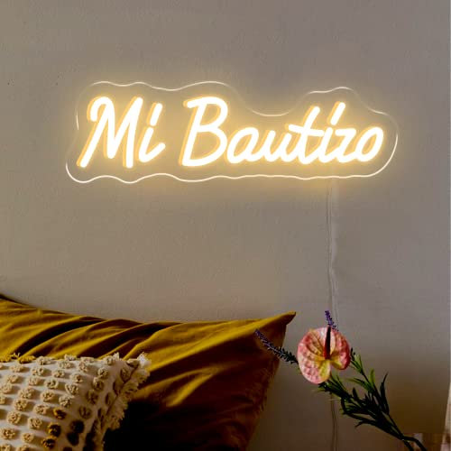 MB Mi Bautizo Neón Personalizado LED Acrílico Neón Logotipo como Decoración de Pared para Dormitorio Casa Fiesta de Cumpleaños Regalo Personalizado Neón