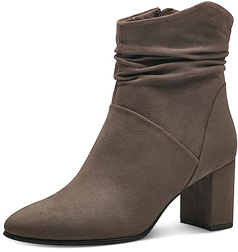 MARCO TOZZI Damen Stiefeletten mit Absatz Spitz mit Reißverschluss, Braun (Pepper), 40 EU