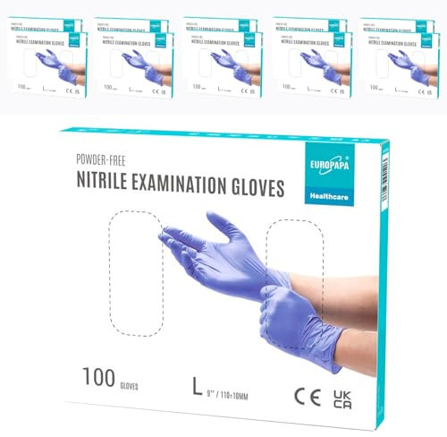 EUROPAPA® 1000x Nitrilhandschuhe Einweghandschuhe puderfrei Untersuchungshandschuhe EN455 EN374 latexfrei Einmalhandschuhe Handschuhe in Gr. S, M, L & XL verfügbar (Lila, L)