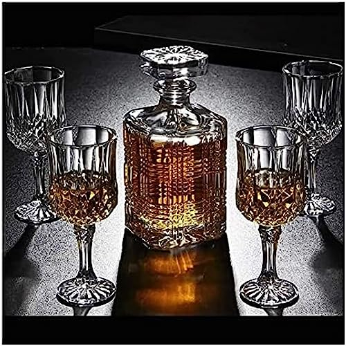 Whiskey Decanter Wine Decanter 7 Piece Whiskey Decanter and Glasses Set Crystal with Cover Whisky Decanter 750ml for Men Dad Husband Whiskey Decanter,A,Pleasant63