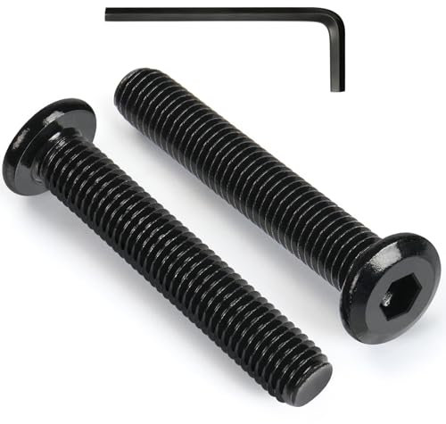 VGBUY M6-1 x 55 mm, 25 viti a testa piatta con esagono incassato, bulloni metrici M6, in acciaio inossidabile 304 18-8, zincate nero, filettatura completa, con chiave esagonale