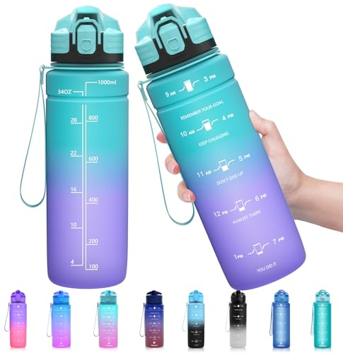 ZOUNICH Borraccia Sportiva BPA Free Tritan, 500ml/700ml/1000ml-Borraccia Bambini Motivazionale, Bottiglia da Palestra Riutilizzabile Ideale da Corsa, Ciclismo, Scuola, Viaggi e Altro