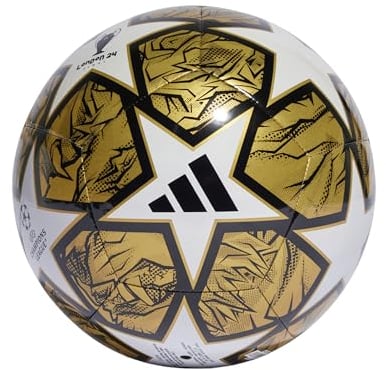adidas UEFA Champions League Club Machine-Stitched Football/Soccer Ball for Unisex, Size 3 EU, White/Gold Metallic/Black