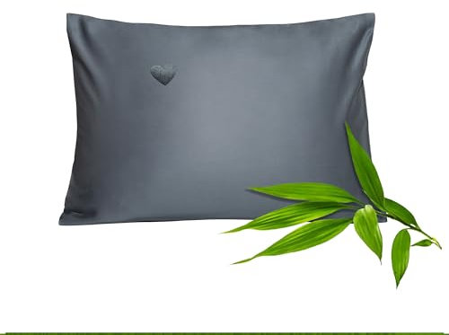 Yuaia Haircare Taie d'oreiller en Bambou, 60x63/70 cm Gris - pour Une expérience de Sommeil beauté sans Cheveux ébouriffés Le Matin