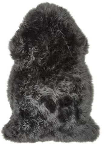 -LUXOR- living Schaffell echt - als Flauschiges Fell für Stühle, Sessel, Sofa und Kinderwagen, Lammfell Teppich für Wohn- und Schlafzimmer, 50 mm weicher Flor, 60 x 85 cm, Schwarz
