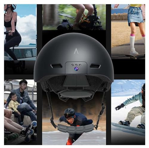 HAZARA Fahrradhelm Bluetooth Mit 1080p Hd-Action Kamera Und Bluetooth, MTB Fahrradhelm Mit Multi-Mode-Scheinwerfern Und WarnrüCklichtern, Angenehm Zu Tragen, Unisex,Black