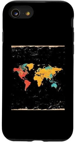 Hülle für iPhone SE (2020) / 7 / 8 Weltkarte Retro