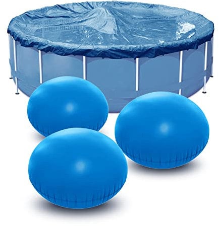 Bseical Poolkissen Winter Rund Ø 4ft, Pool Kissen Überwinterung, Luftkissen Pool Winter Zubehör Aufblasbar für Pool Abdeckung und Abdeckplanen Poolpolster Winterkissen mit Sicherheitsventil (3 Stück)