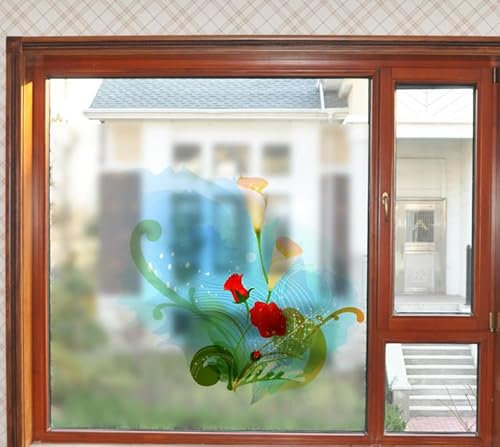 Fensterfolie blickdichtTropische Blätter Braun Fensterfolie fensterfolie blickdicht milchglasfolie fenster UV-Schutz Selbstklebend Sonnenschutzfolie Milchglasfolie58x60cm/1 Pcs