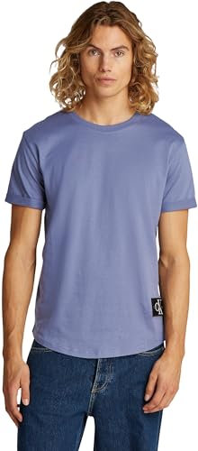 Calvin Klein Herren T-Shirt Kurzarm Badge Turn Up Sleeve Rundhalsausschnitt, Blau (Grisaille), XXXL
