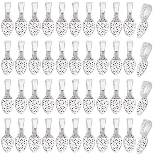 SOFPLATE 1 Box 200Pcs Flat Pad Charms Silver Necklace Bails Bulk Alloy Tibetan Silver Shovel Spoon Cabochon Charm Base Blank Setting Glue on Bails for Necklaces jewellery Making Cabochons Gems DIY
