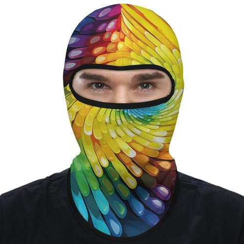 Sturmhaube, Gesichtsmaske für Männer und Frauen, Regenbogen-Wirbel-Vollmaske für Outdoor-Sport, Radfahren, Angeln, Cap, Regenbogen-Wirbel, 1, Regenbogen, 2