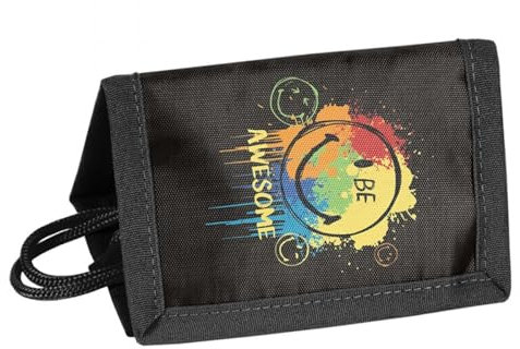 Ragusa-Trade Mädchen Jungen Kinder Smiley Geldbeutel Portemonnaie Geldbörse Brustbeutel, schwarz, 12 x 8,5 x 1 cm