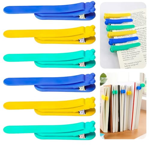 6 Stück Automatische Lesezeichen, Silikon Bookmark, Lesezeichen Kinder, Lesezeichen Papier als Buch Zubehör, Niedliche Lesezeichen Klemme, Bunte Seitenmarker für Buchliebhaber, Lehrer Studenten Kinder