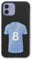 Personalised Football Phone Case For Apple iPhone 16, 15, 14,13, 12, 11, Pro Max, Mini, XR, XS, SE Light Blue Football Shirt Phone Case with Name and Number, Soft Black TPU Phone Cover