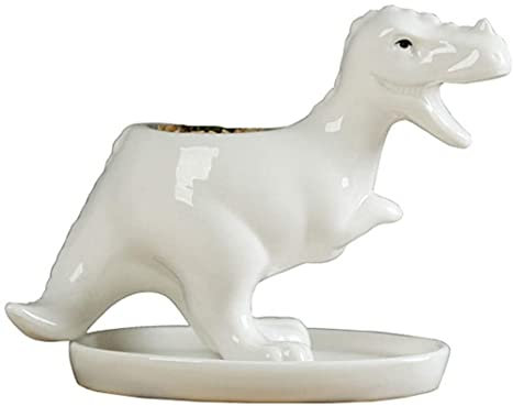 ZHZXBDGQ Maceta de dinosaurio, maceta blanca para suculentas, de cerámica, multiusos, bonita decoración de Navidad para oficina