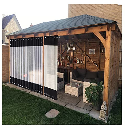 Rideaux d'extérieur imperméables pour tonnelle, pergola, véranda, abri de voiture, durable, protection solaire, film isolant, noir, 6 x 2,7 m