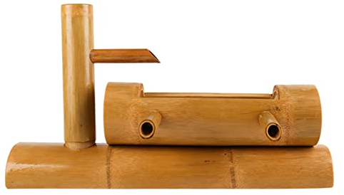 RUHEN Bamboo Fountains Kit With Pump, Tubing, Plant Holder – Complete Corded Electric Kits For Indoor/Outdoor Use – Water Resistant Bamboo, Quiet One Pumps