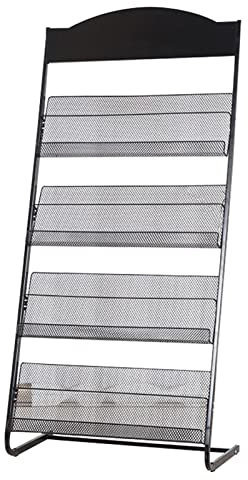 LIULIFEN Porte-revues sur Pied, Porte-journaux, présentoir à brochures en métal, présentoir à Affiches sur Pied avec Pochettes pour Documents