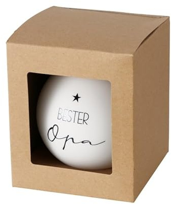 XL Weihnachtskugel - Bester Opa - 10cm Glas Weiss schwarz b631 Christbaumkugel Weihnachtskugeln Christbaumschmuck Kugel Hänger Glaskugel Opi Großvater Grandpa