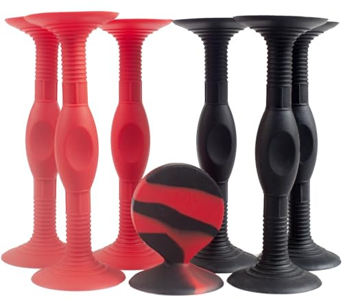 ZhuoChiMall Sucker Darts Throwing Game Set, Silicone Suction Cup Toys, Safe Indoor,Outdoor Game for Kids and Family (7 Pcs, Red and Black, Stick Easily)